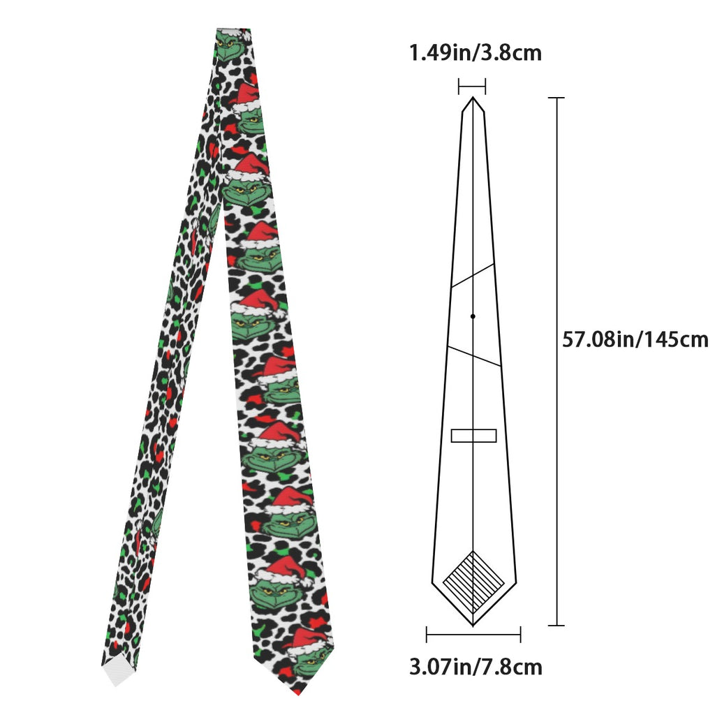 Grinch Leopard Print Christmas Tie