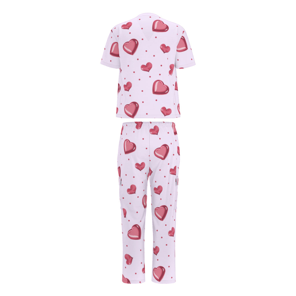 Polka Dots and Hearts Scrub Set Valentines