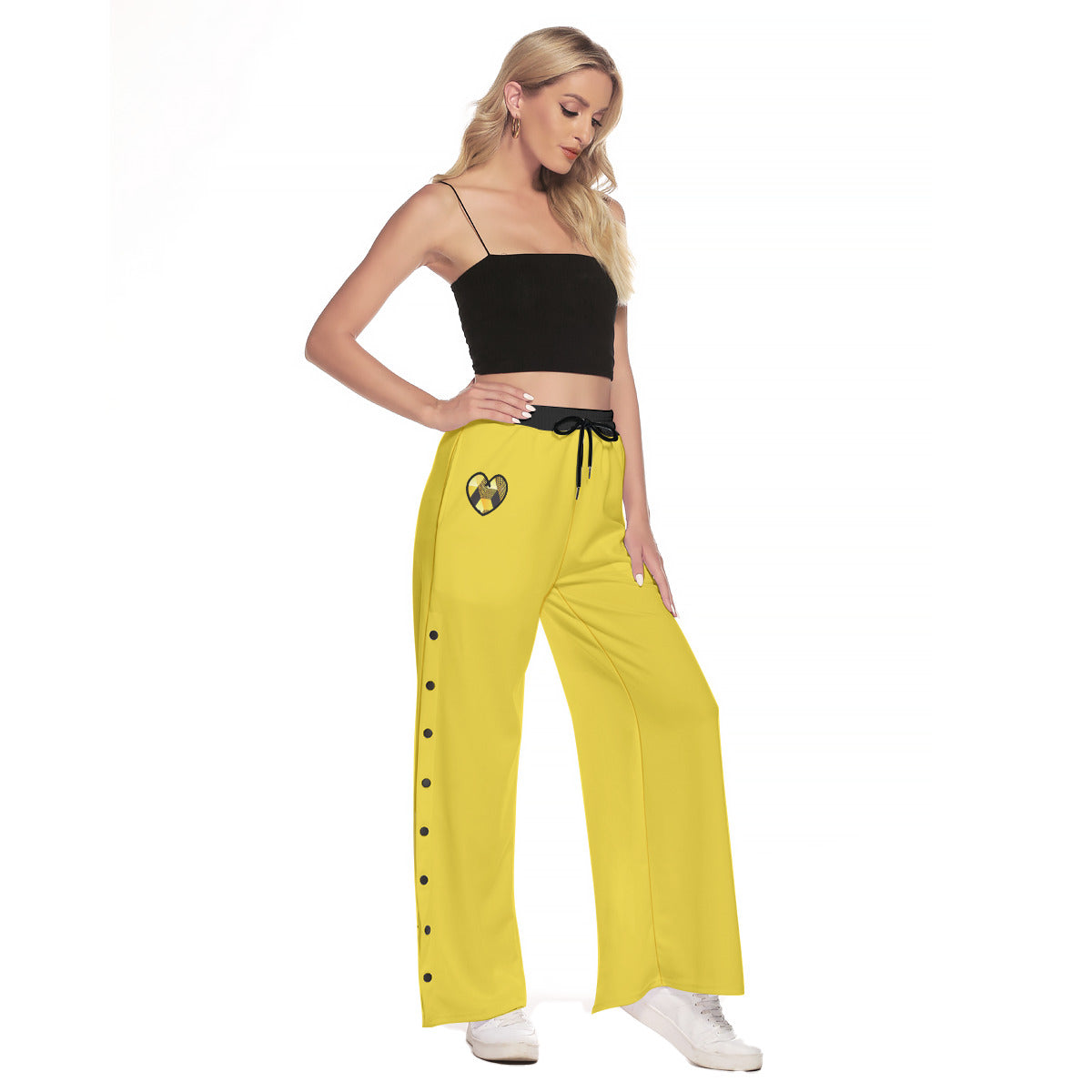 Bold Side Slit Snap Button Pants