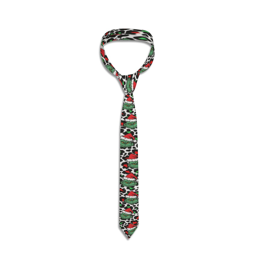 Grinch Leopard Print Christmas Tie