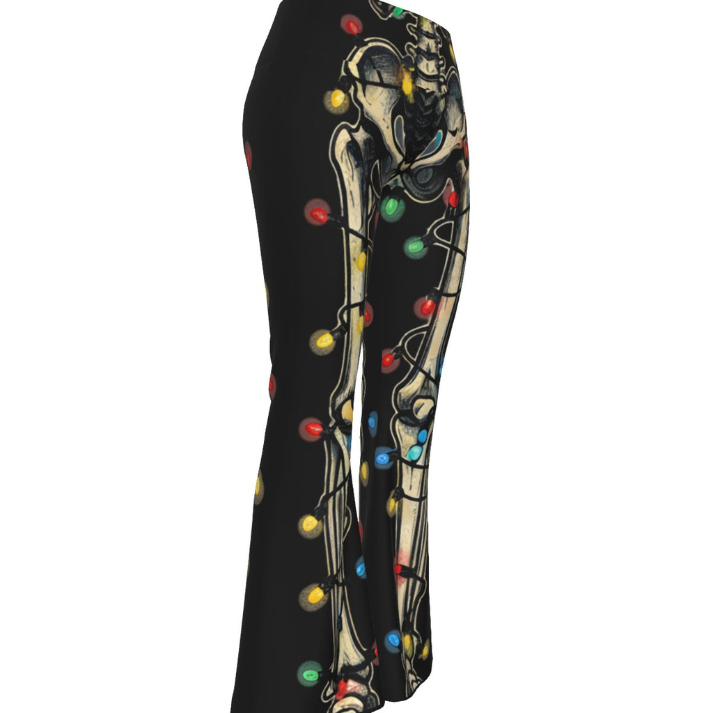 Festive Skeleton Christmas Flare Pants | Plus Size