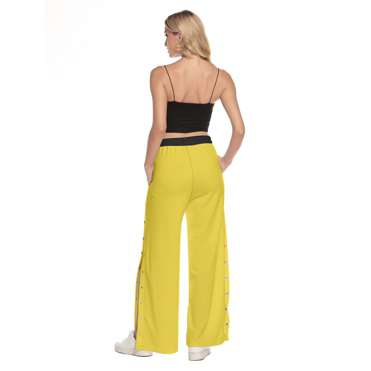 Bold Side Slit Snap Button Pants