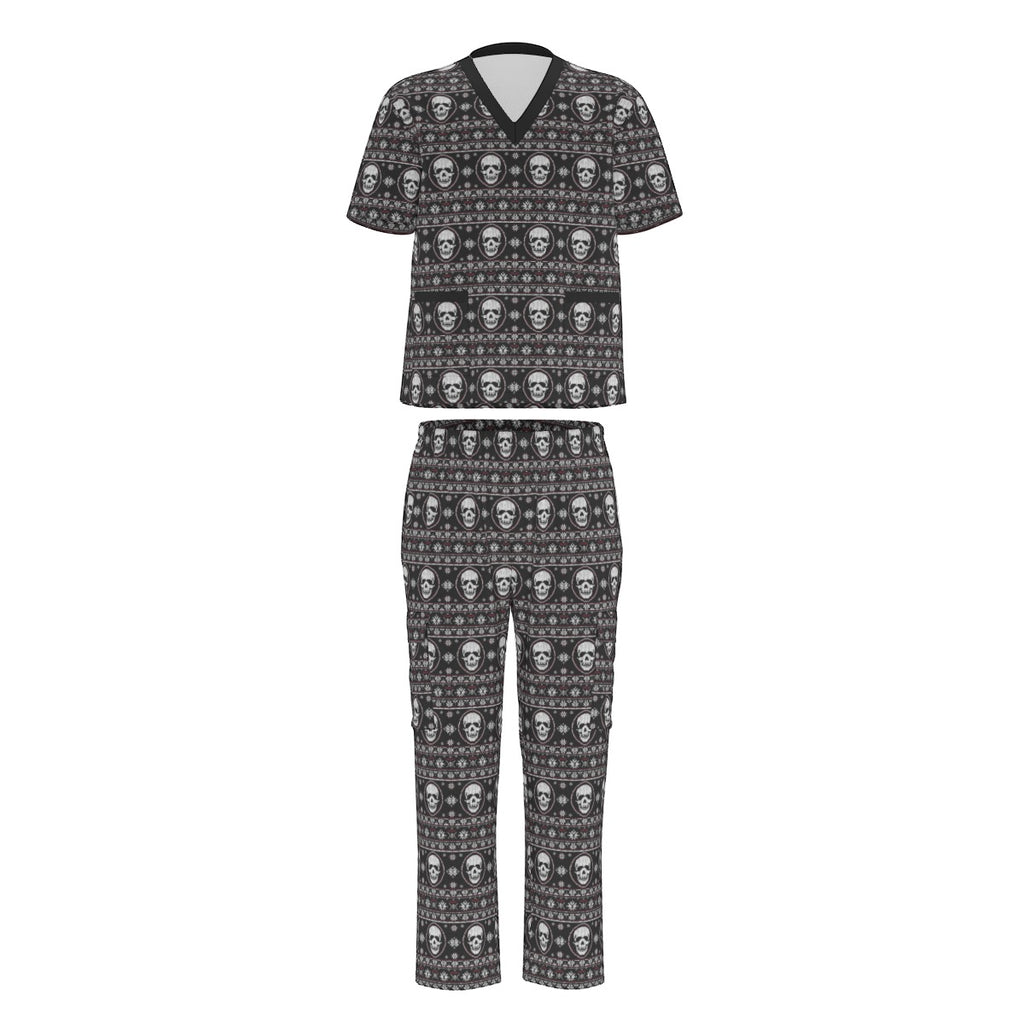 Nordic Pattern Skull Scrubs Set