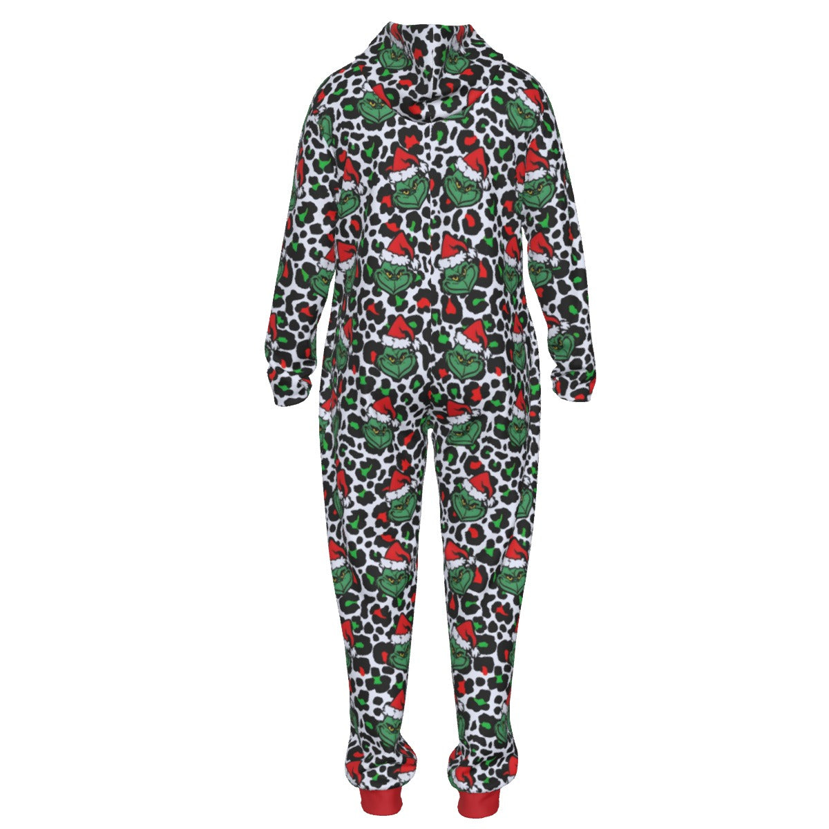 Grinch Leopard Print Onesie Jumpsuit - Plush Christmas Loungewear