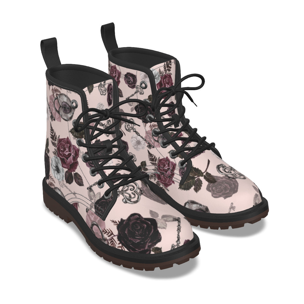 Pink Victorian Gothic Martin Short Boots