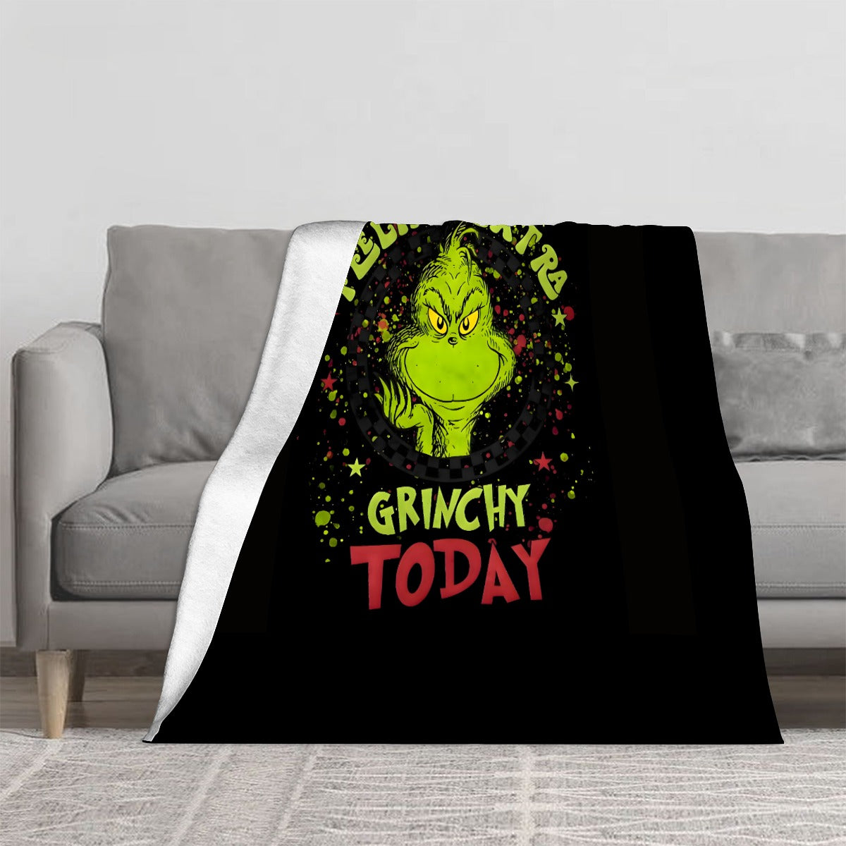 Grinch Flannel Blanket - "Feeling Extra Grinchy Today" Cozy Throw