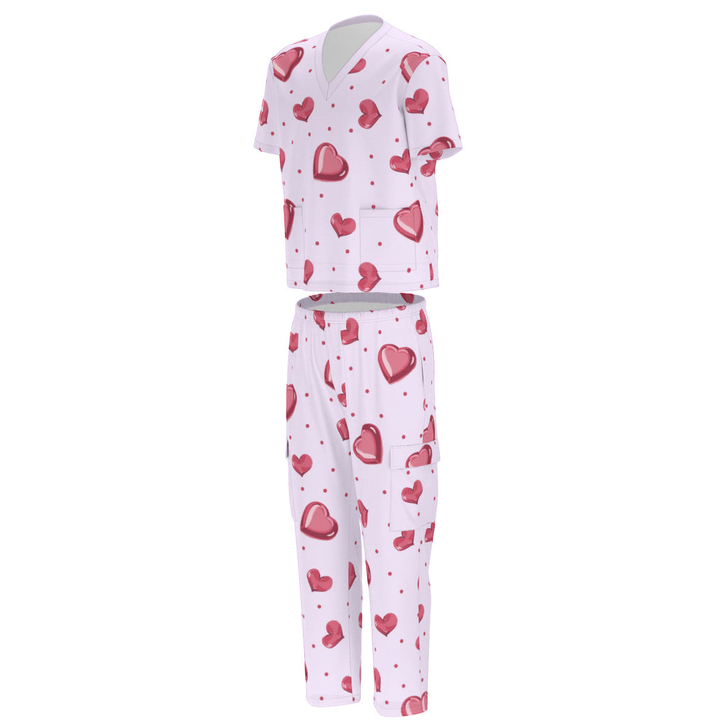 Polka Dots and Hearts Scrub Set Valentines