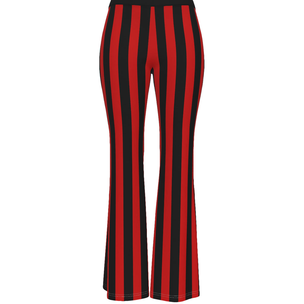 Women's Black Red Striped Flare Pants