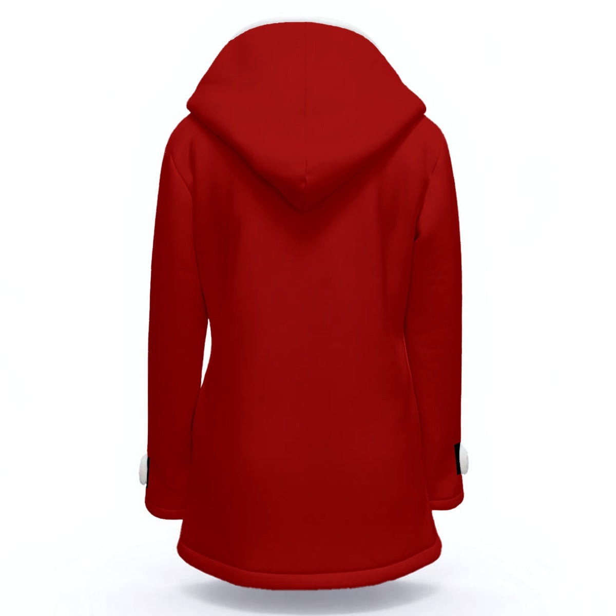 Women's Black Double-Breasted Winter Coat | Fleece Lined & Hooded