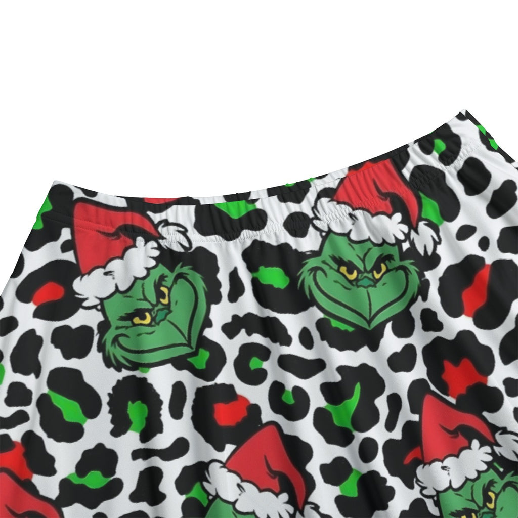 Grinch Leopard Print Maxi Skirt with Pockets