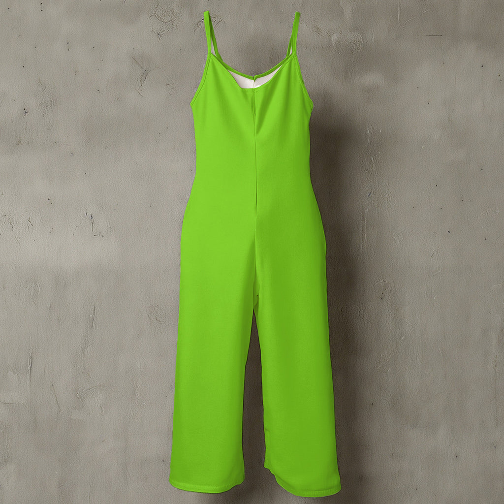 Grinch Face Wide-Leg Jumpsuit | Holiday Romper