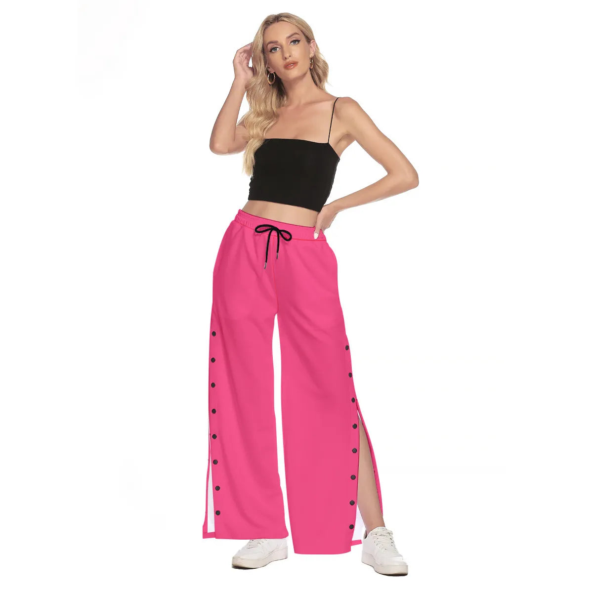 Bold Side Slit Snap Button Pants