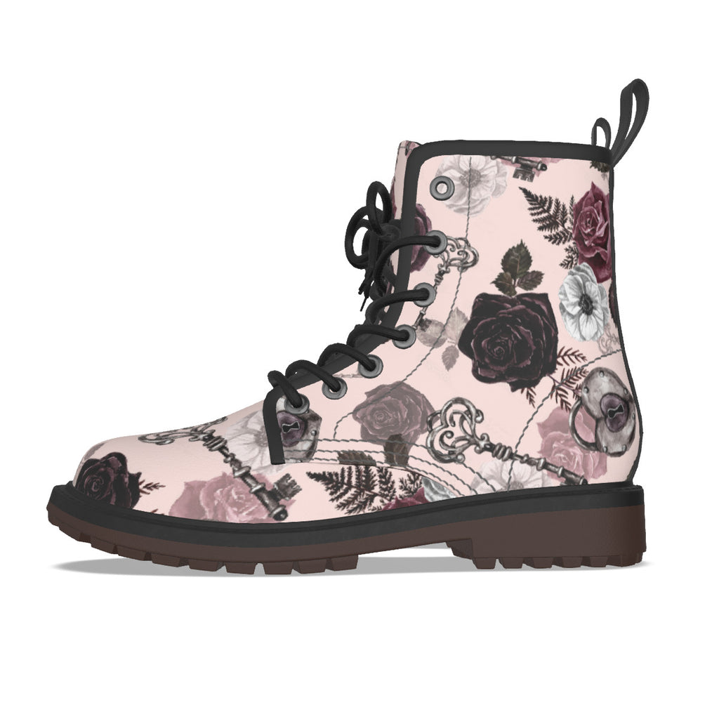 Pink Victorian Gothic Martin Short Boots