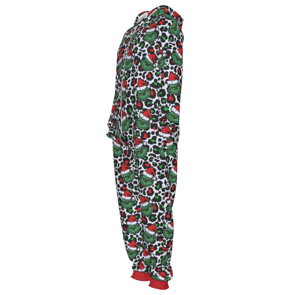 Grinch Leopard Print Onesie Jumpsuit - Plush Christmas Loungewear
