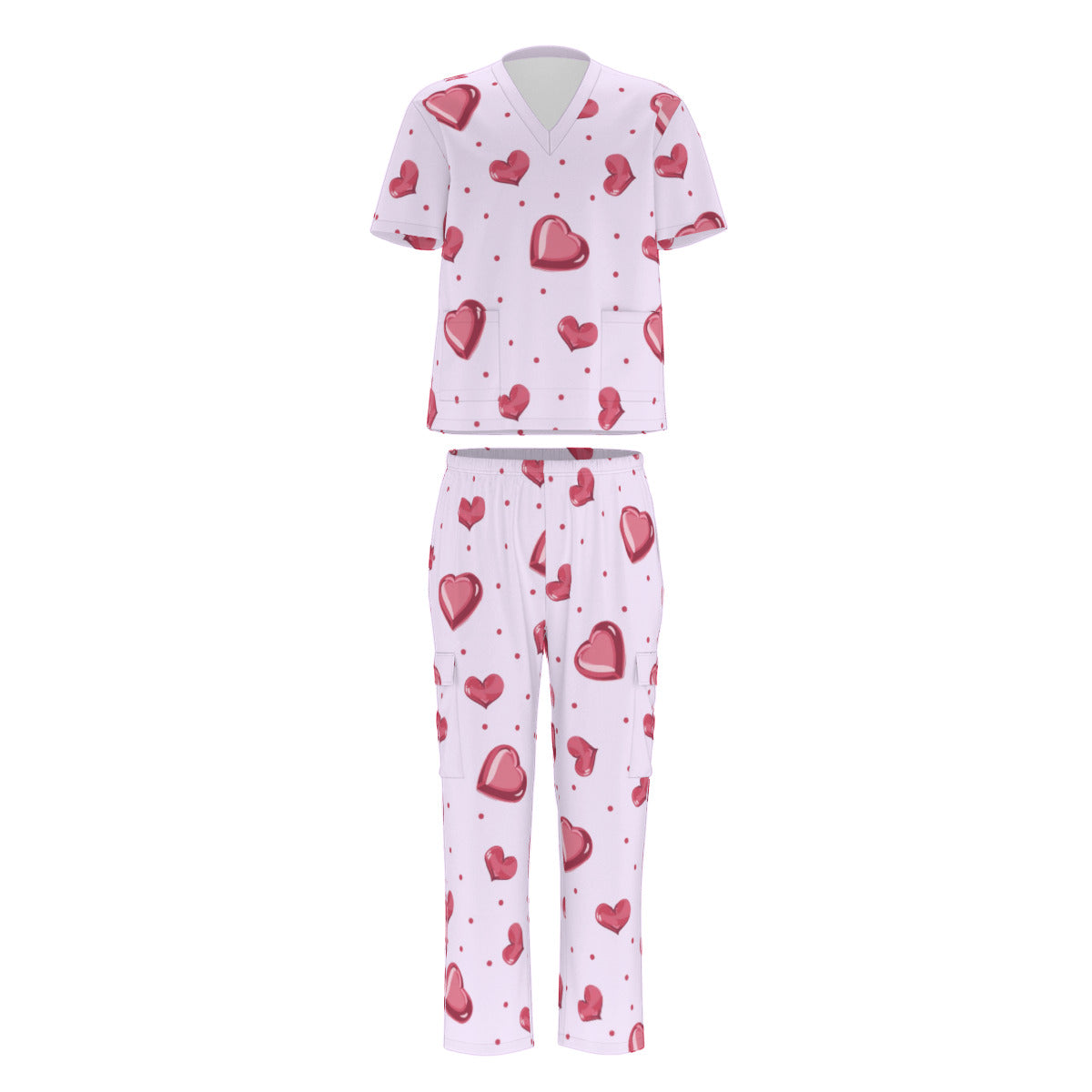 Polka Dots and Hearts Scrub Set Valentines