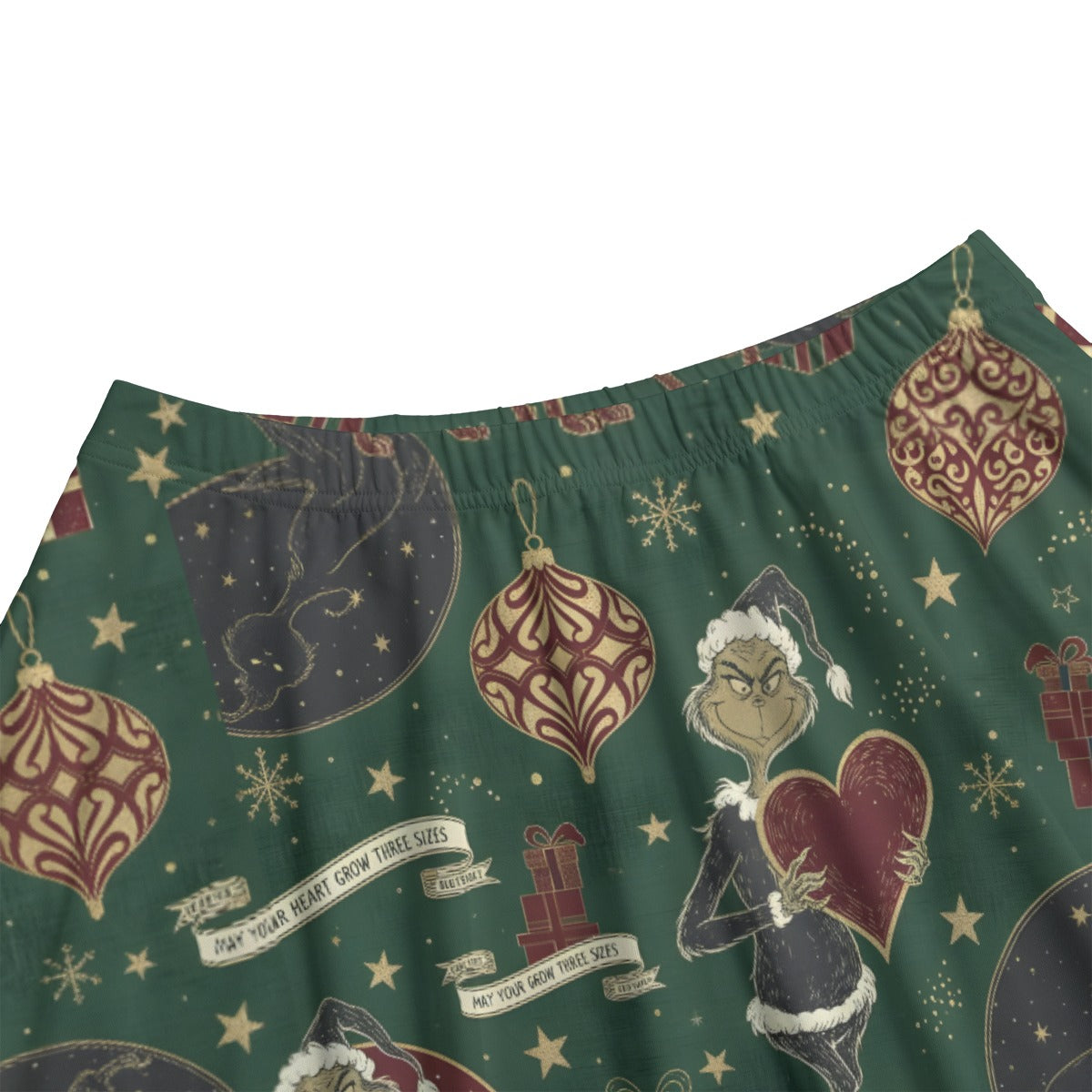 Vintage Grinch Christmas Midi Skirt with Pockets