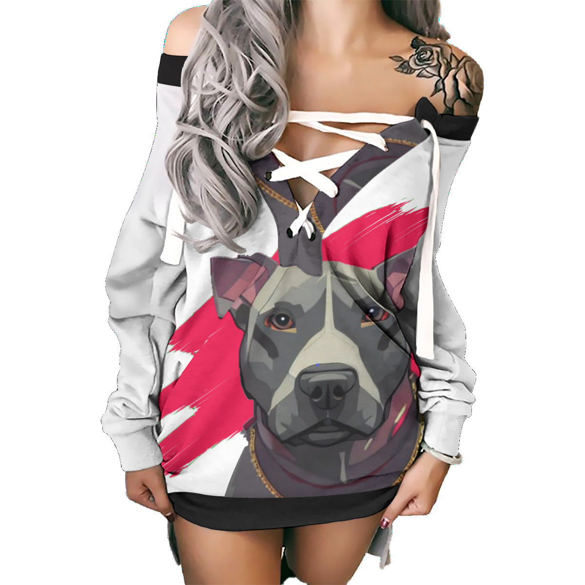 Pitbull Graphic Lace-Up Front Sweatshirt