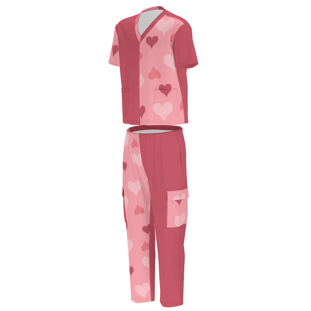 Split-Color Heart Scrub Set Valentines