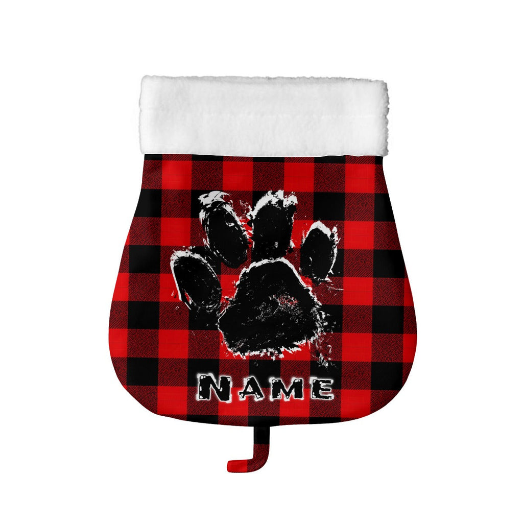 Red and black checkered oven mitt with a bear graphic and 'Nana' text on a white background