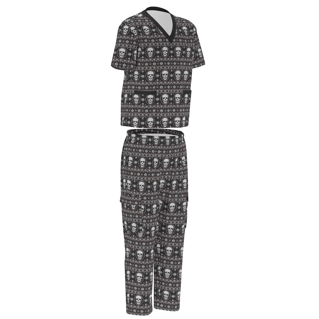 Nordic Pattern Skull Scrubs Set