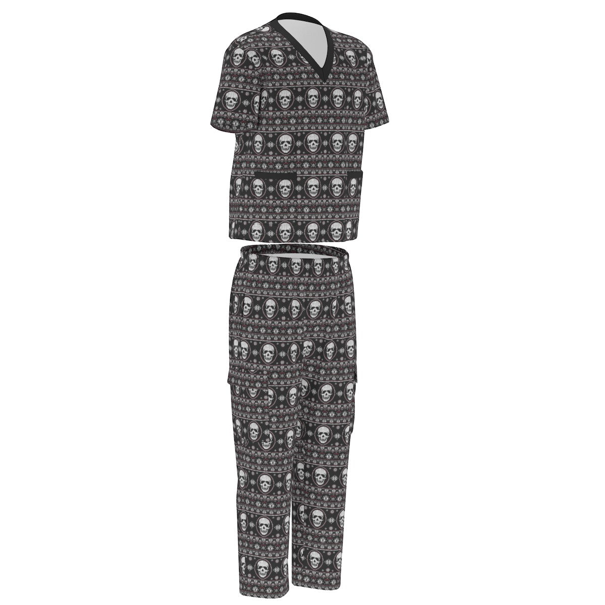 Nordic Pattern Skull Scrubs Set