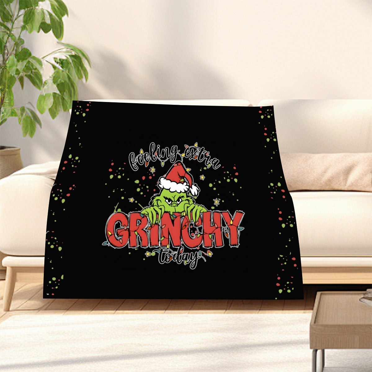 "Feeling Extra Grinchy Today" Throw Blanket