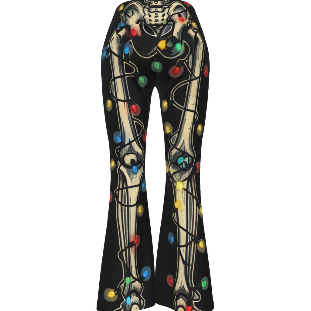 Festive Skeleton Christmas Flare Pants | Plus Size