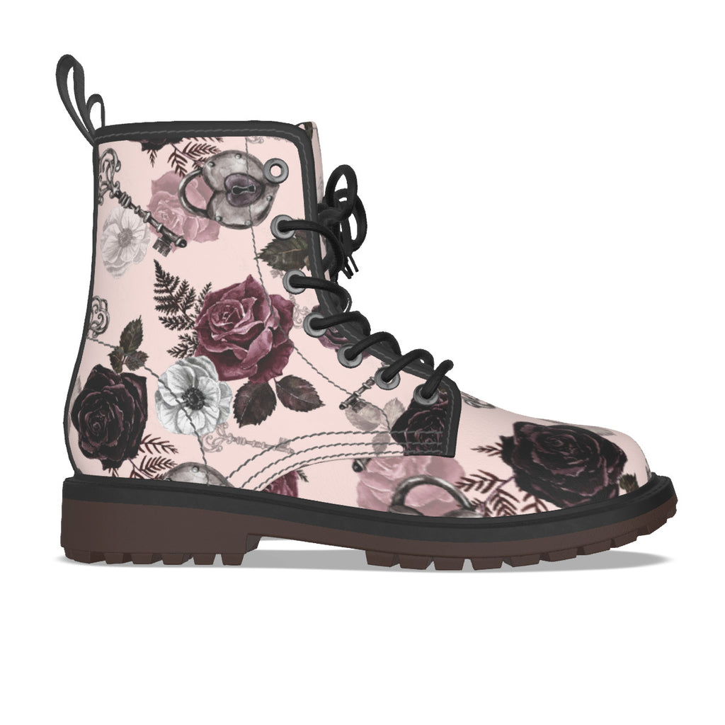 Pink Victorian Gothic Martin Short Boots