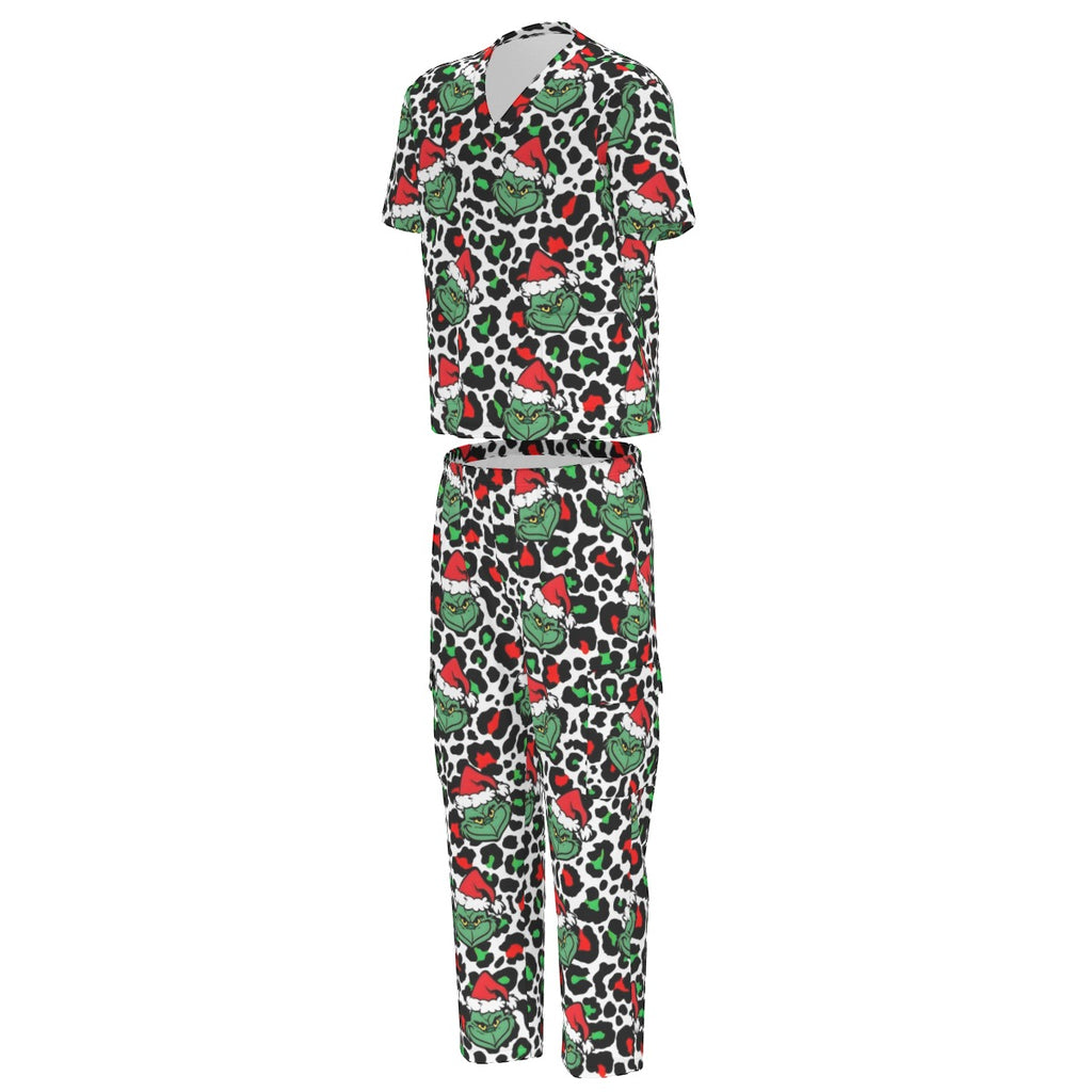 Grinch Leopard Print Scrub Set