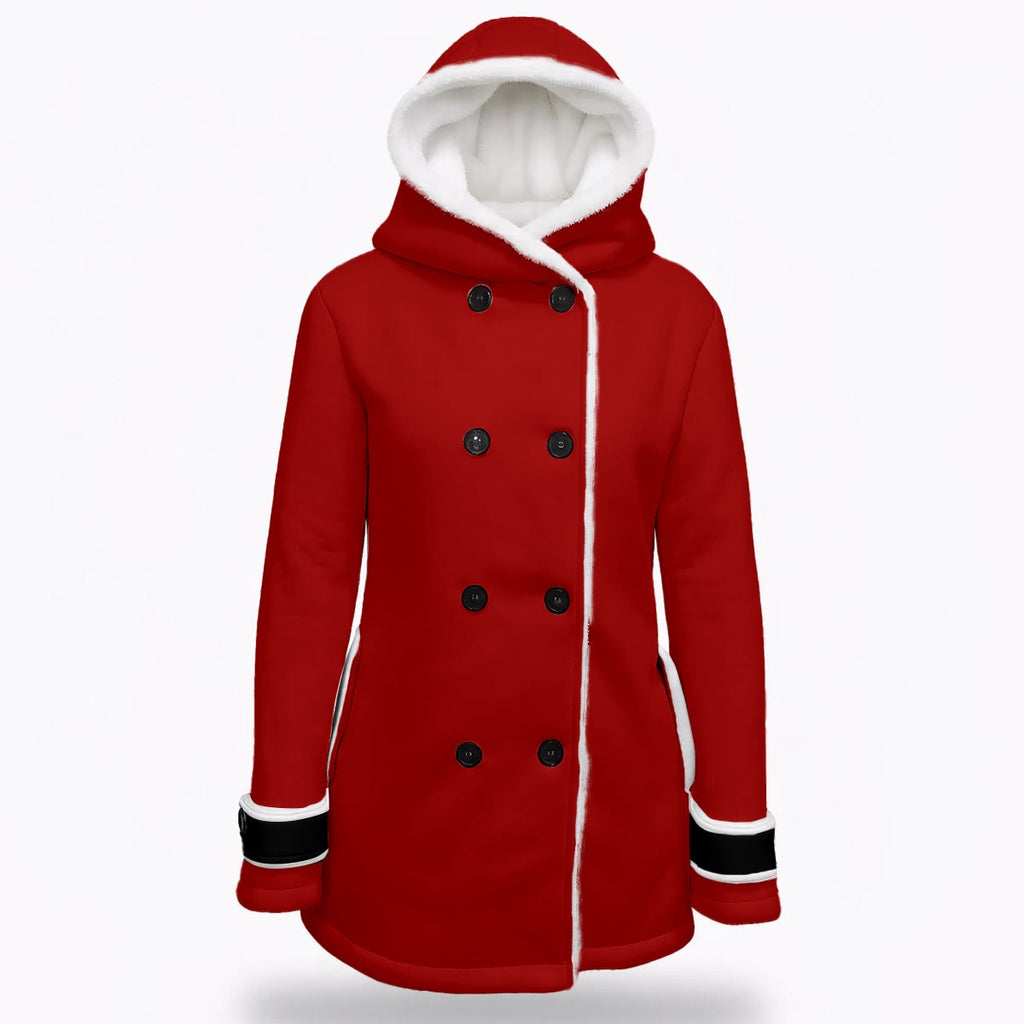 Red coat with white lining on a white background