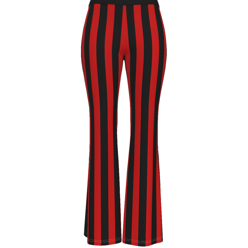 Women's Black  Red Striped Flare Pants