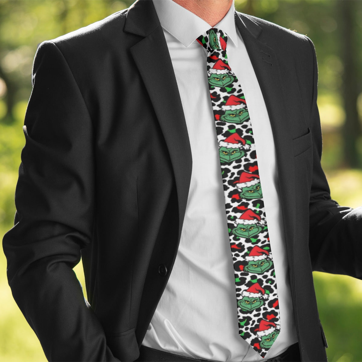 Grinch Leopard Print Christmas Tie