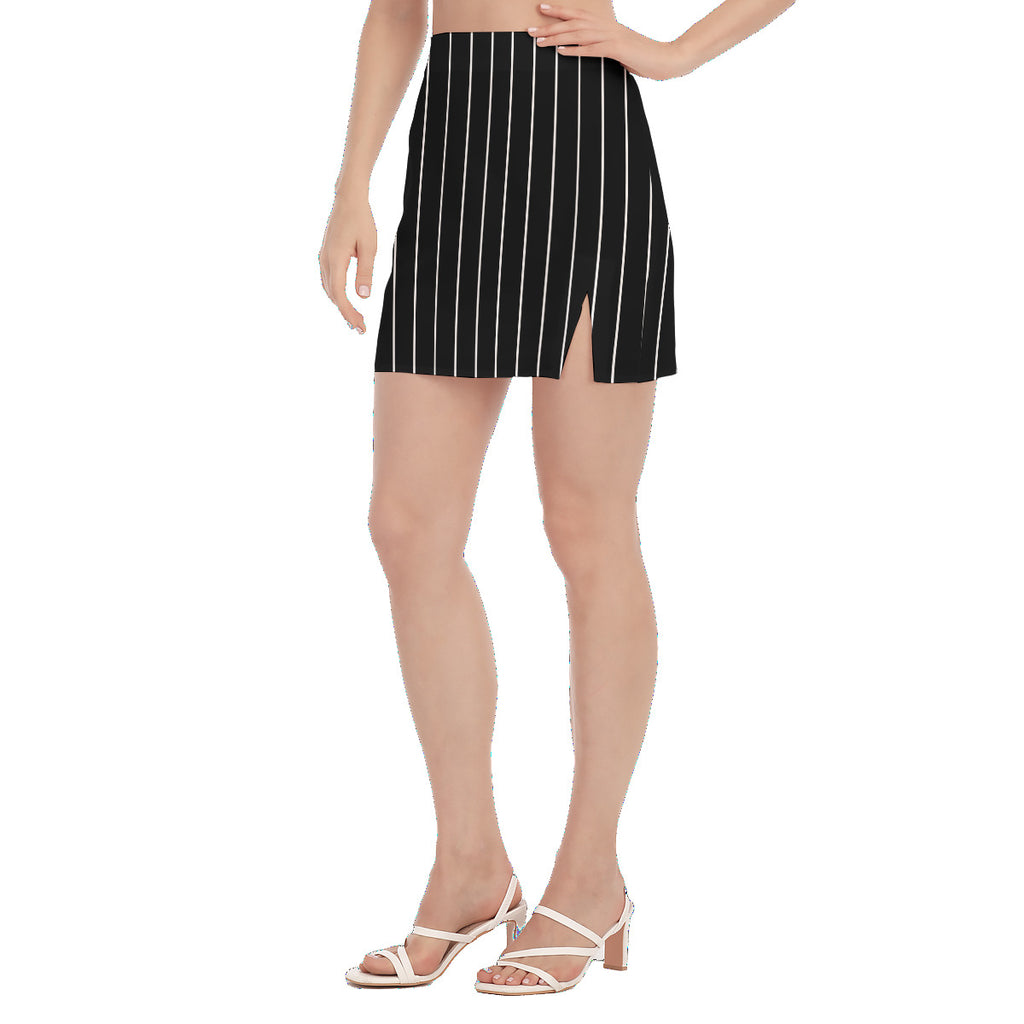 Women's Striped Side Slit Mini Skirt