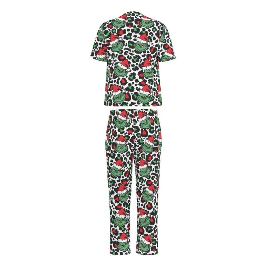 Grinch Leopard Print Scrub Set