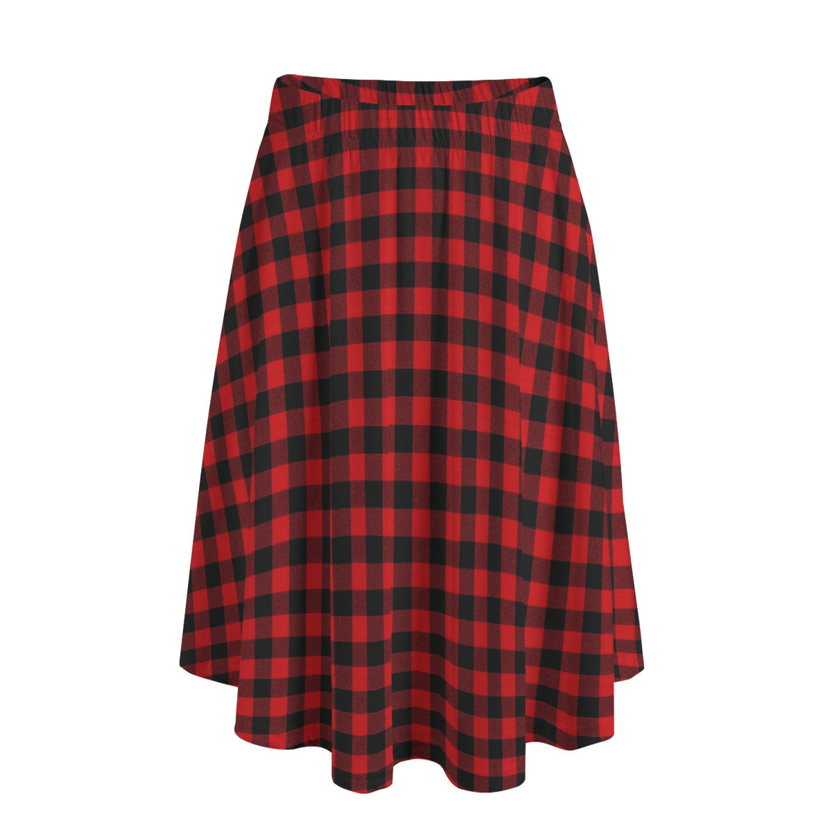 Buffalo Plaid Midi Skirt with Pockets