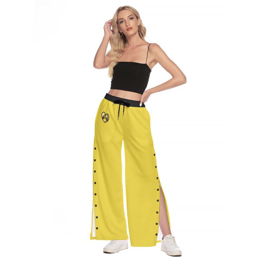 Bold Side Slit Snap Button Pants
