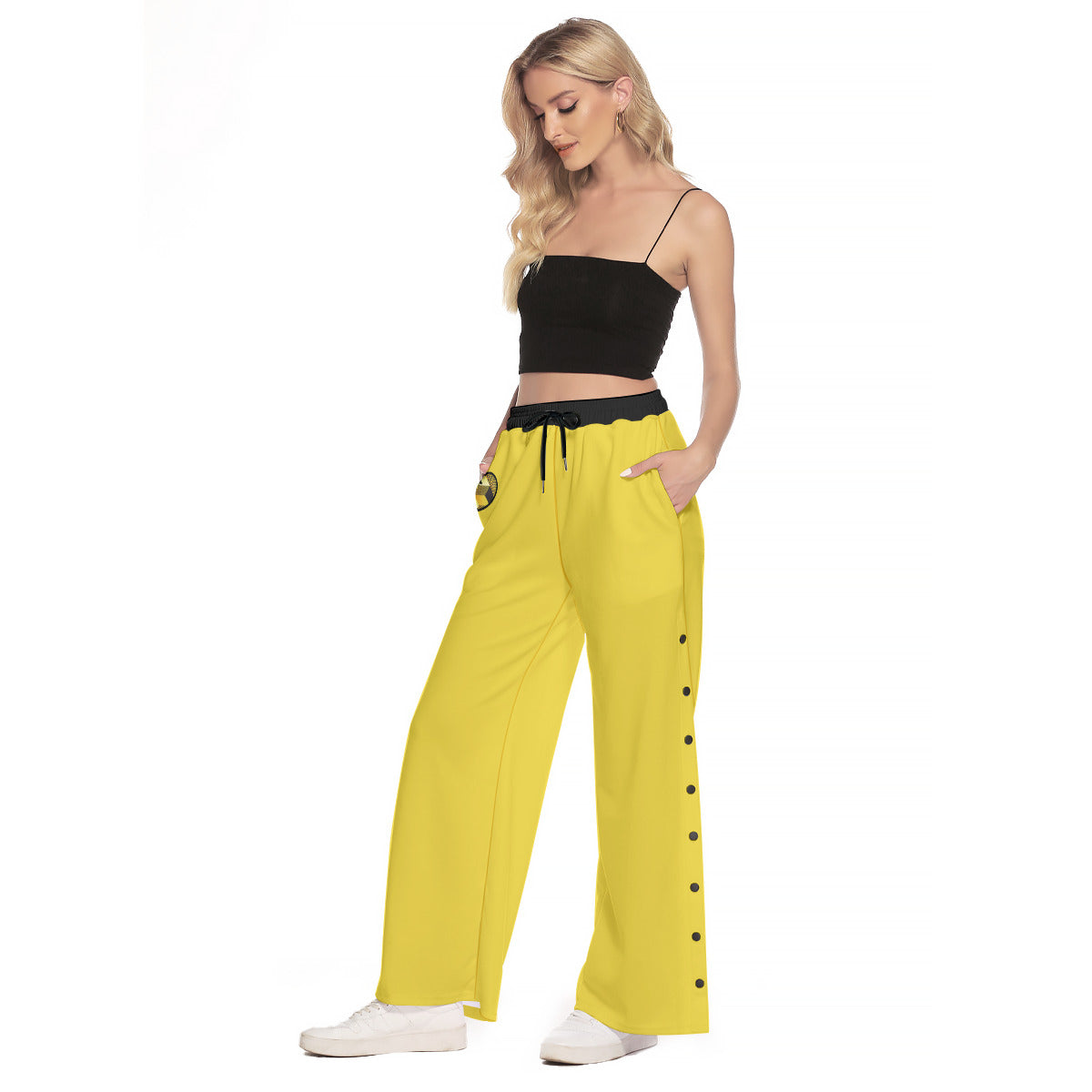 Bold Side Slit Snap Button Pants