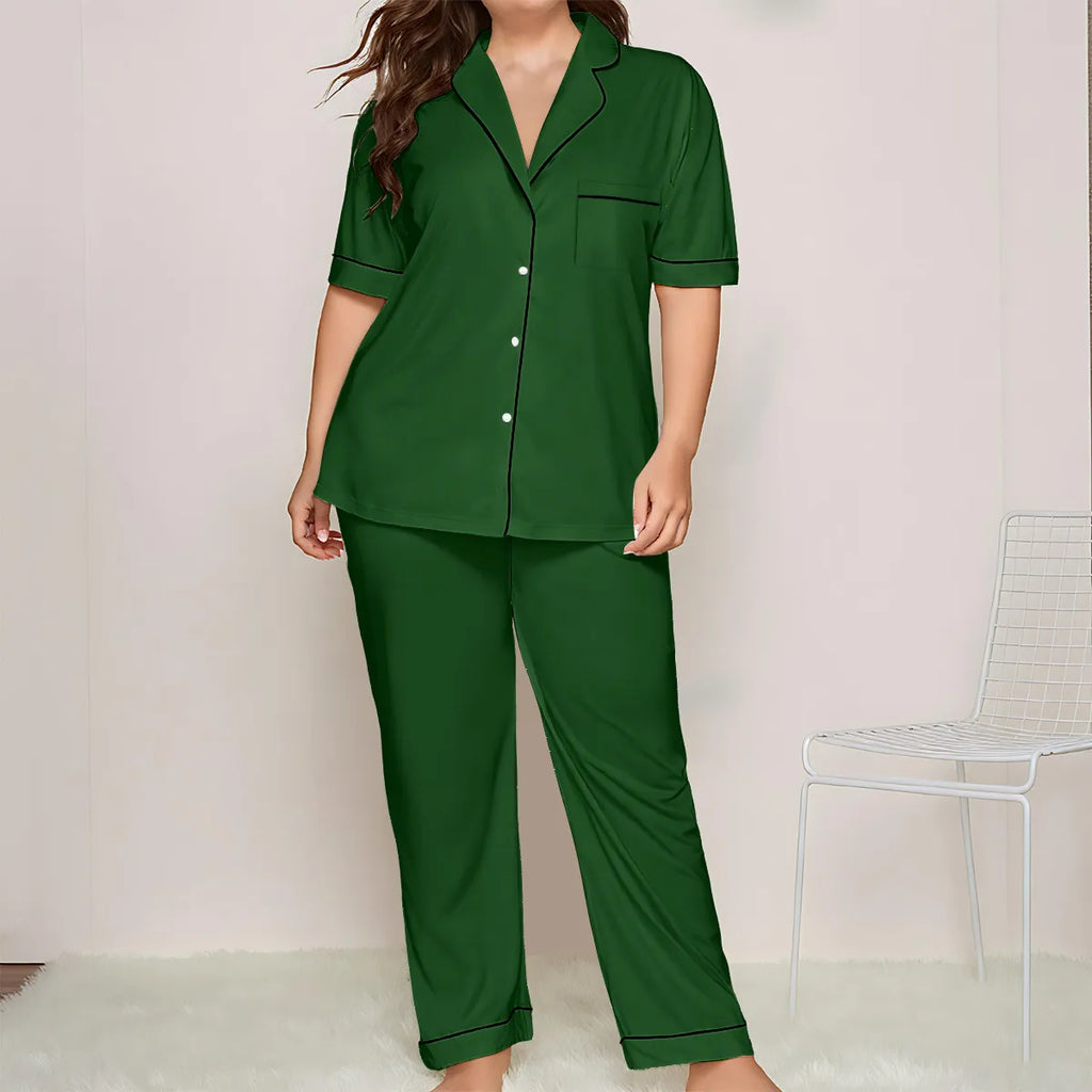 Classic Sleepwear Set ∣ Plus Size Piped Pajamas