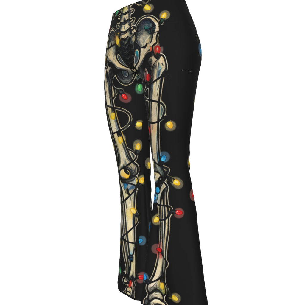 Festive Skeleton Christmas Flare Pants | Plus Size