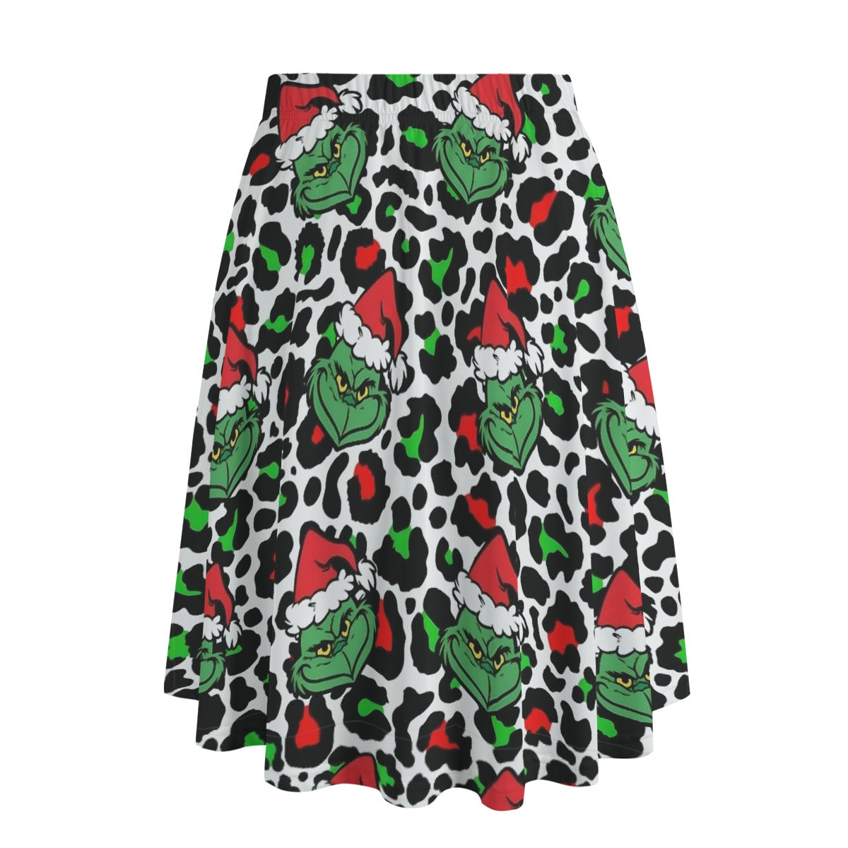 Grinch Leopard Print Maxi Skirt with Pockets