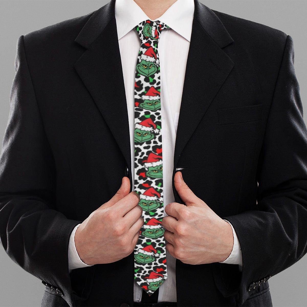 Grinch Leopard Print Christmas Tie