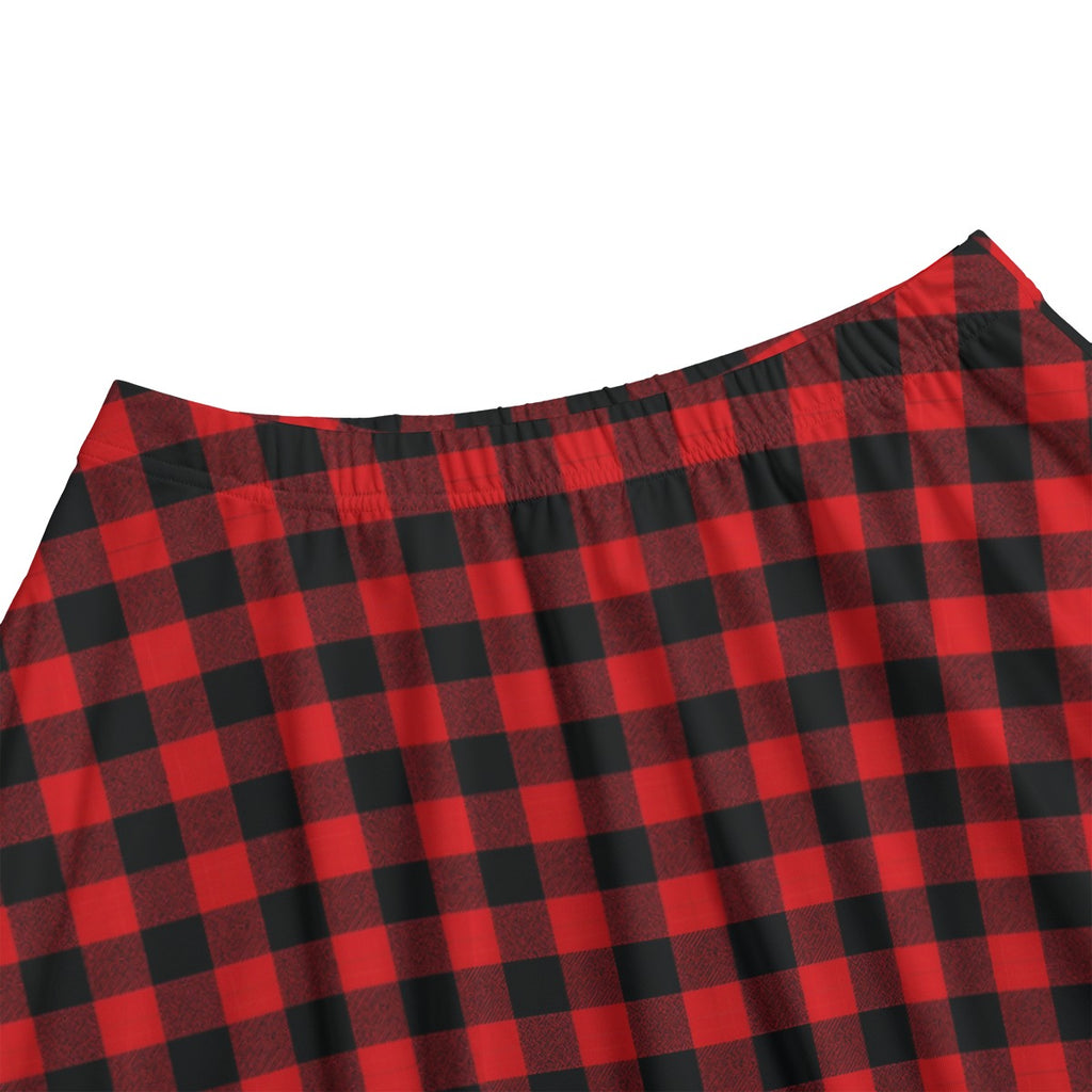 Buffalo Plaid Midi Skirt with Pockets