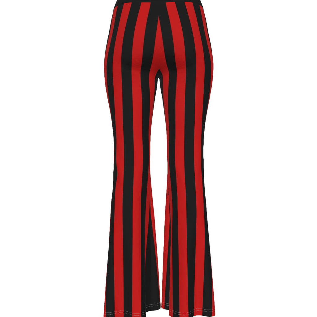 Women's Black Red Striped Flare Pants