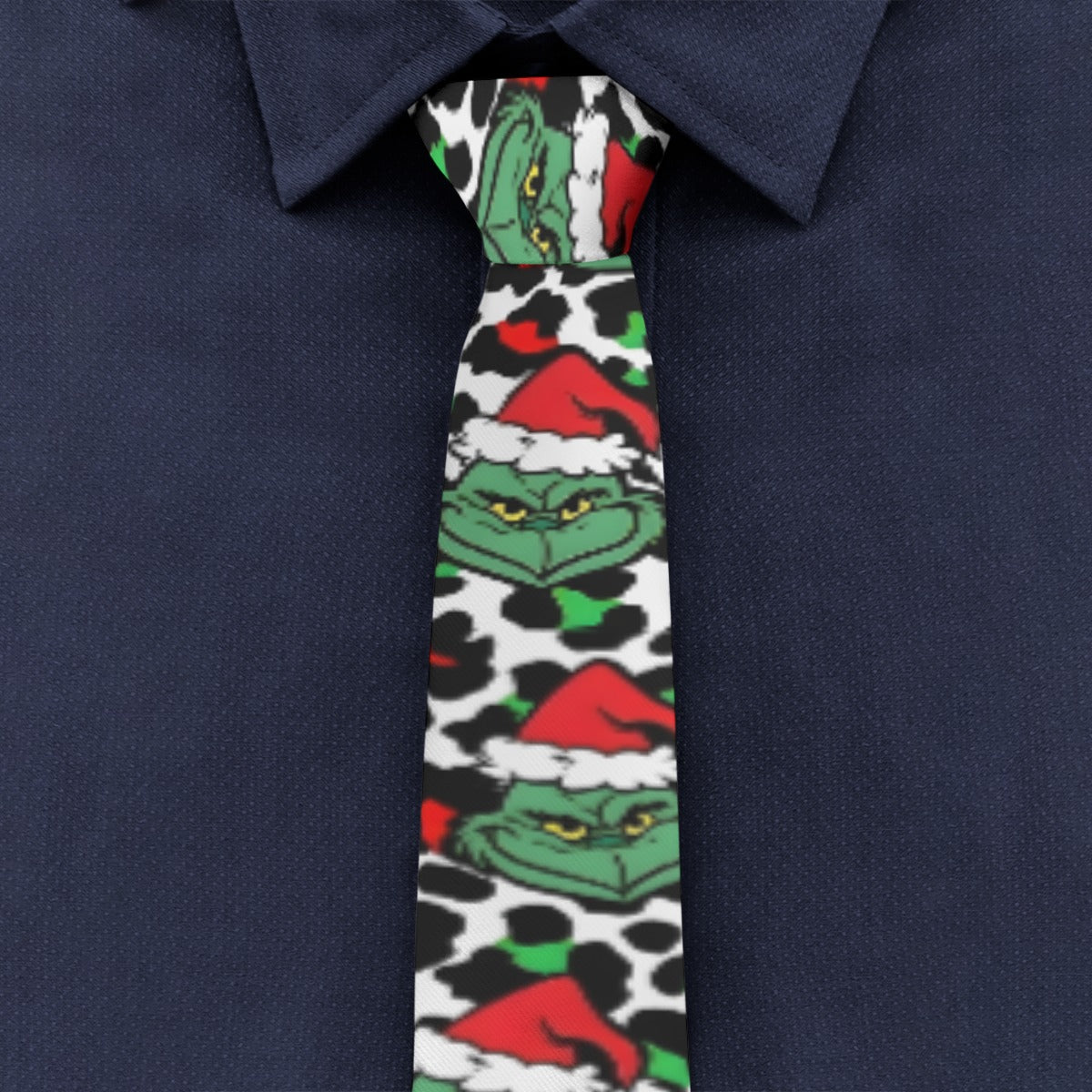 Grinch Leopard Print Christmas Tie