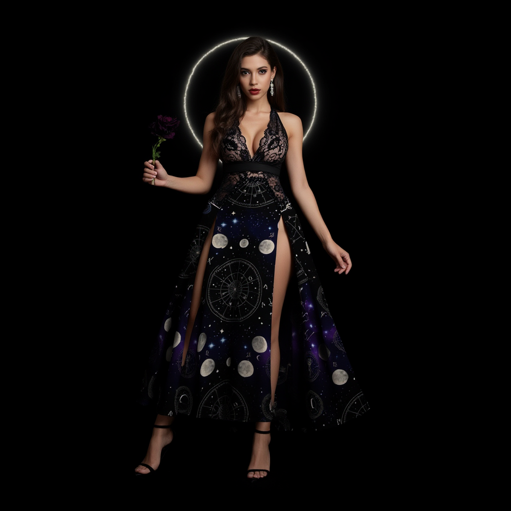 Ethereal Lace Trim Nightgown Dress