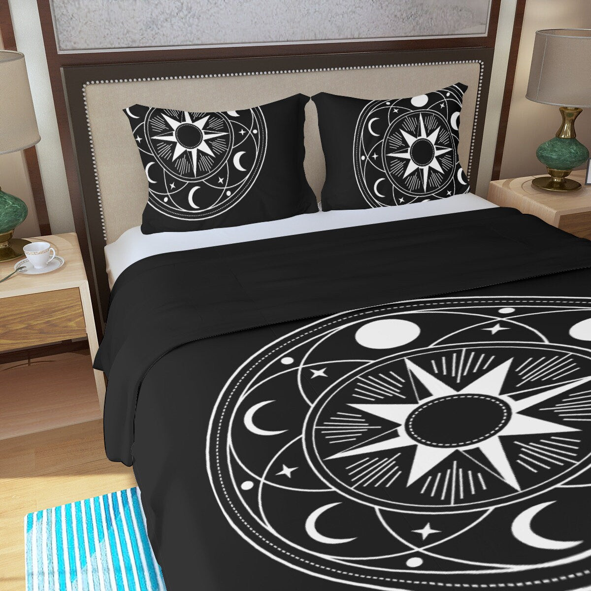 3Pc Celestial Sun & Moon Duvet Cover Set