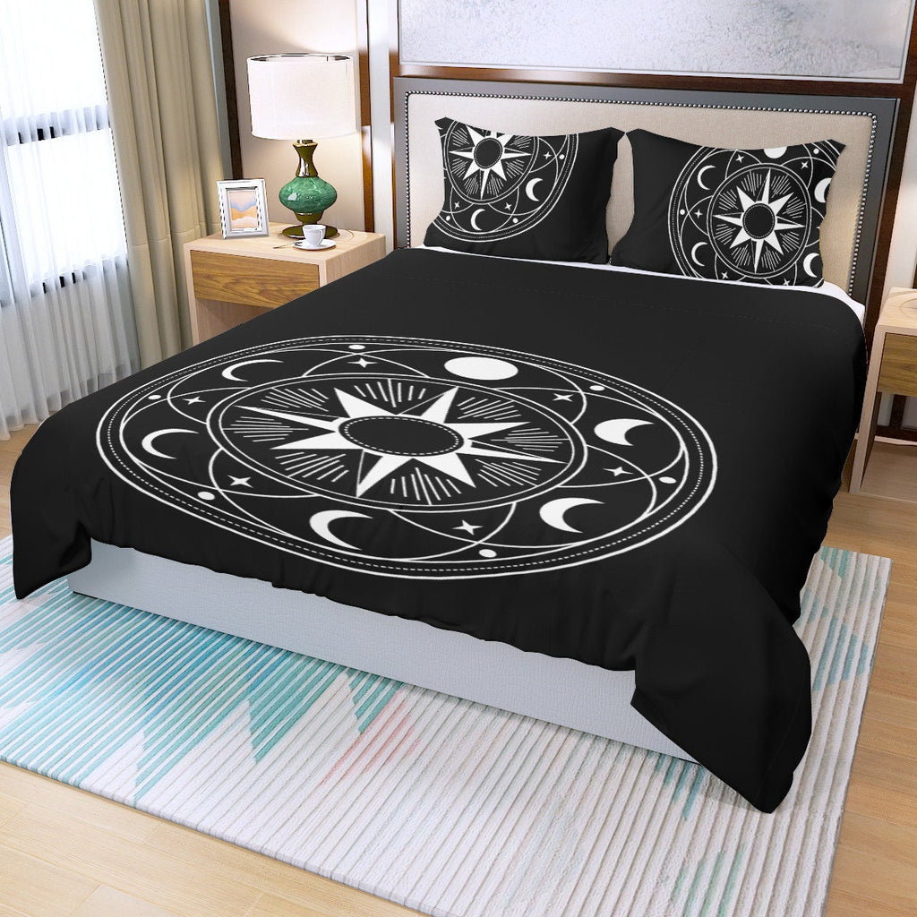 3Pc Celestial Sun & Moon Duvet Cover Set