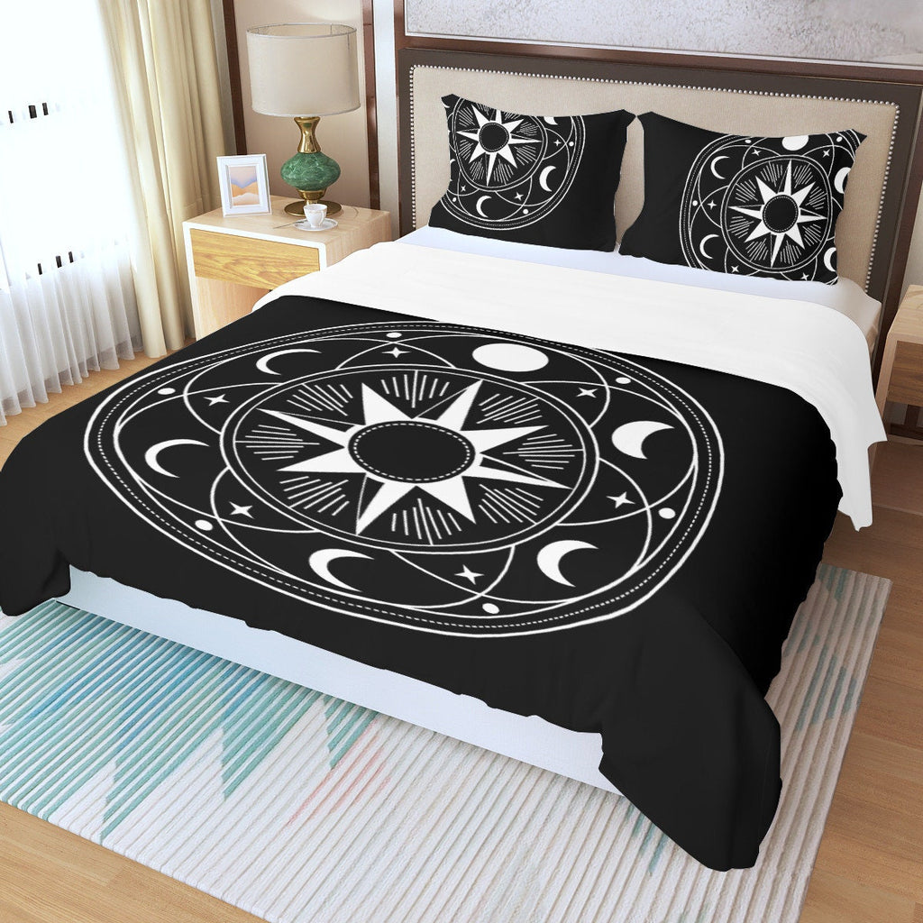 3Pc Celestial Sun & Moon Duvet Cover Set