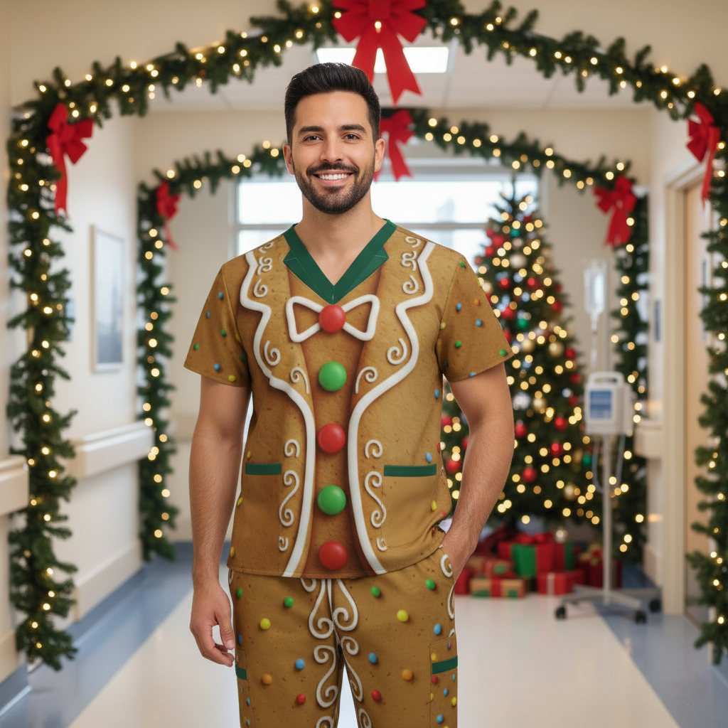 Gingerbread Man Costume Scrubs