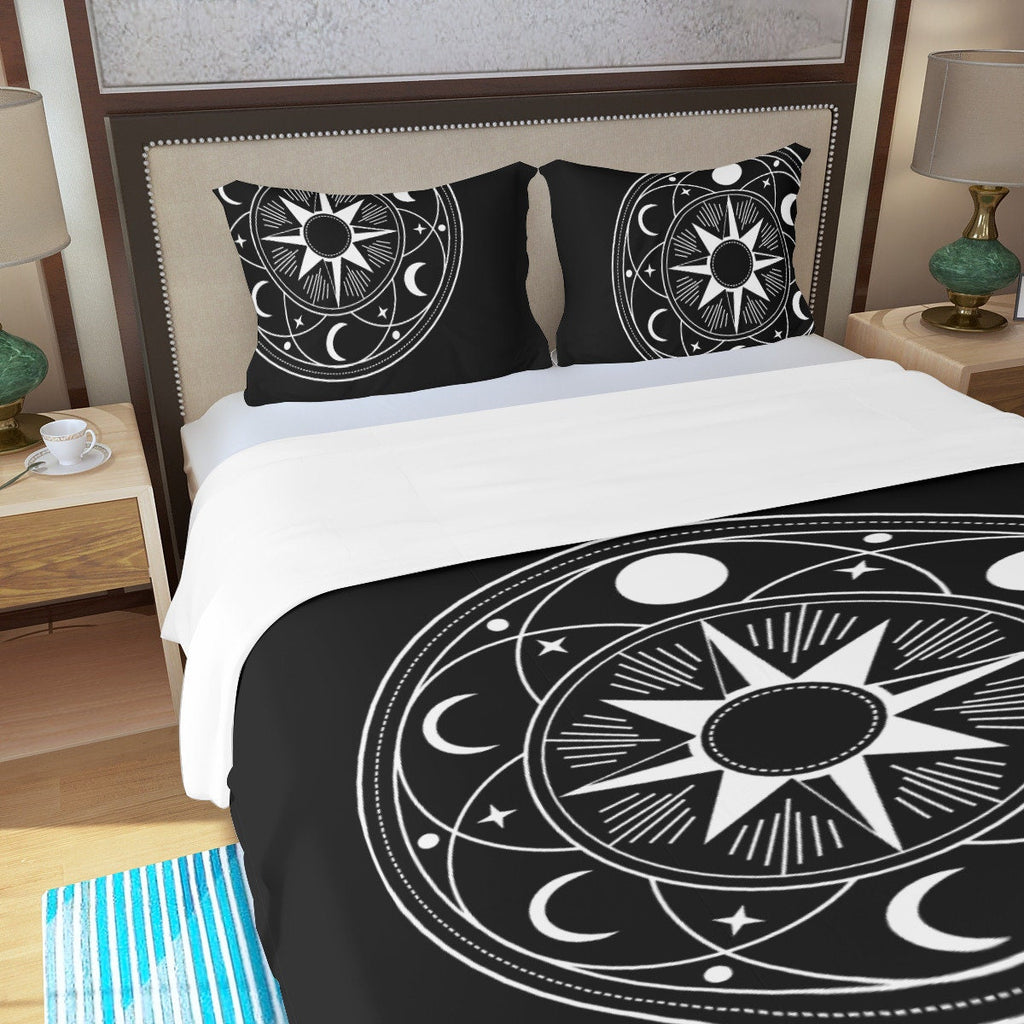 3Pc Celestial Sun & Moon Duvet Cover Set